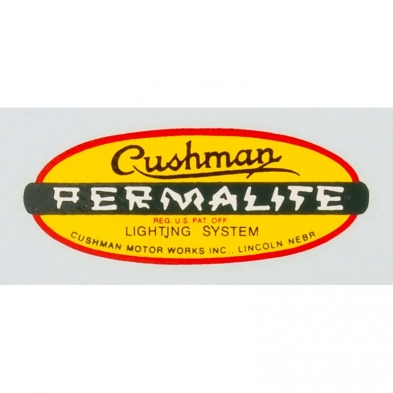 Permalite Decal - Adhesive Sticker - 1950-65 Cushman Scooter front view