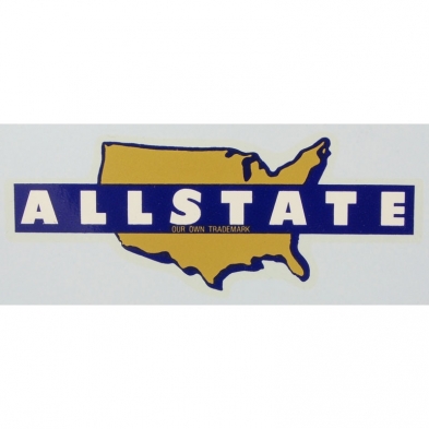 Allstate Decal - Adhesive Sticker - 1950-62 Cushman Scooter front view