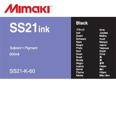 Black SS21 600cc Mimaki Ink Cartridge Label