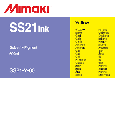 Yellow SS21 600cc Mimaki Ink Cartridge Label