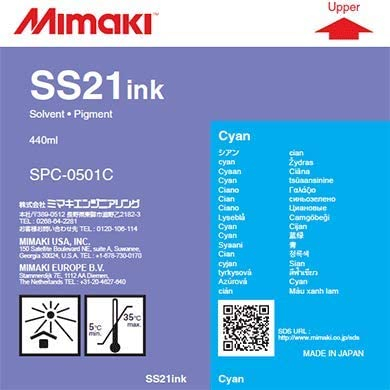 Cyan 440cc SS21 Mimaki Ink Cartridge Label