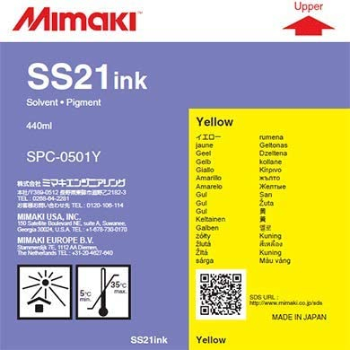 Yellow 440cc SS21 Mimaki Ink Cartridge Label