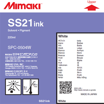 White 220cc SS21 Mimaki Ink Cartridge Label