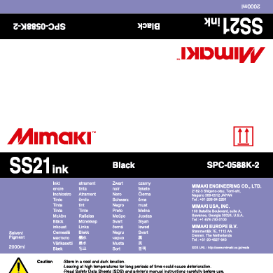 Mimaki Ink Cartridge SS21 Solvent 2000cc (Black)