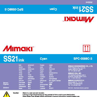 Mimaki Ink Cartridge SS21 Solvent 2000cc (Cyan)