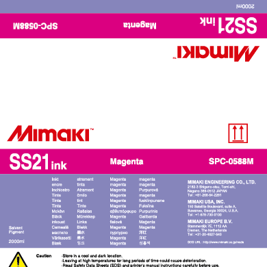 Mimaki Ink Cartridge SS21 Solvent 2000cc (Magenta)