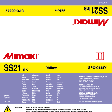 Mimaki Ink Cartridge SS21 Solvent 2000cc (Yellow)