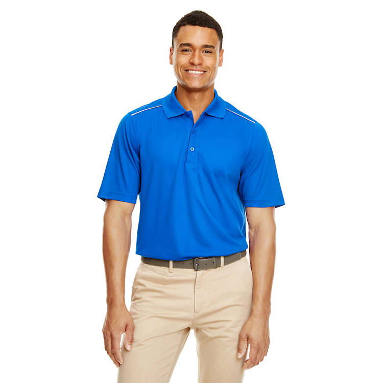 Core 365 Men's Radiant Performance Piqué Polo with Reflective Piping