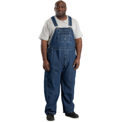 Heritage Unlined Washed Denim Bib Overall - On Model - Stone Wash Dark - Front