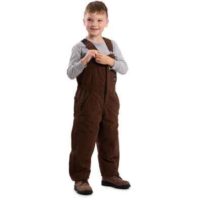 Youth Softstone Insulated Bib Overall - On Model - Bark - Front