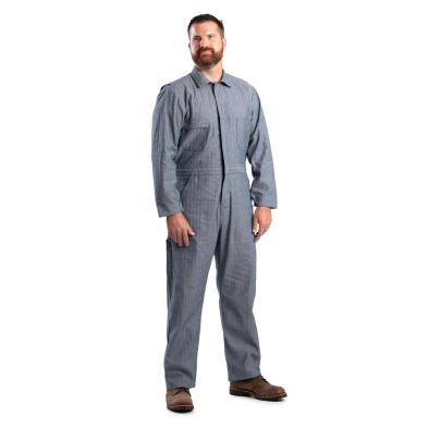 Standard Unlined Coverall 10 oz. 100% Cotton - On Model - Fisher Stripe - Front