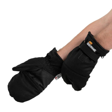 Flip-Top Glove Mitten - On Model - Black