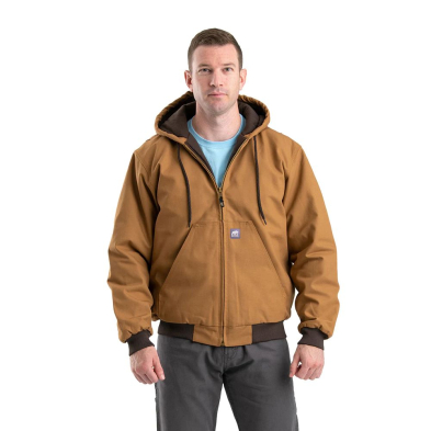 Original Quilt Lined Hooded Jacket - On Model - Brown - Front