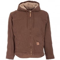 Berne Sanded Hooded Work Jacket Sherpa Lined