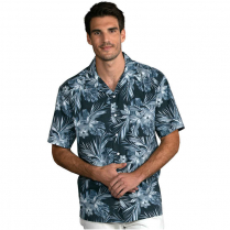 Blue Generation Adult Indigo Breeze Print Camp Short Sleeve Shirt