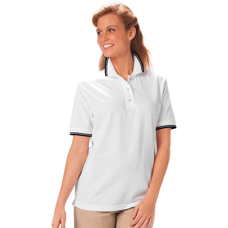 Blue Generation Ladies' Superblend Tipped Pique Short Sleeve Polo