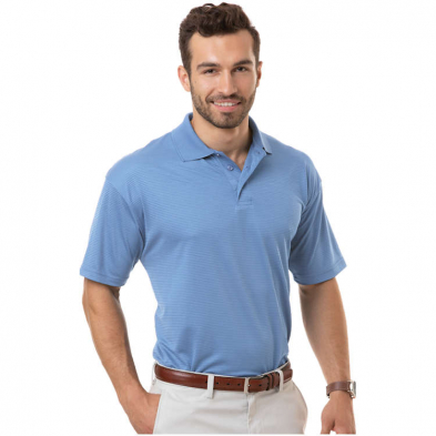 Blue Generation Adult Tonal Stripe Wicking Short Sleeve Polo