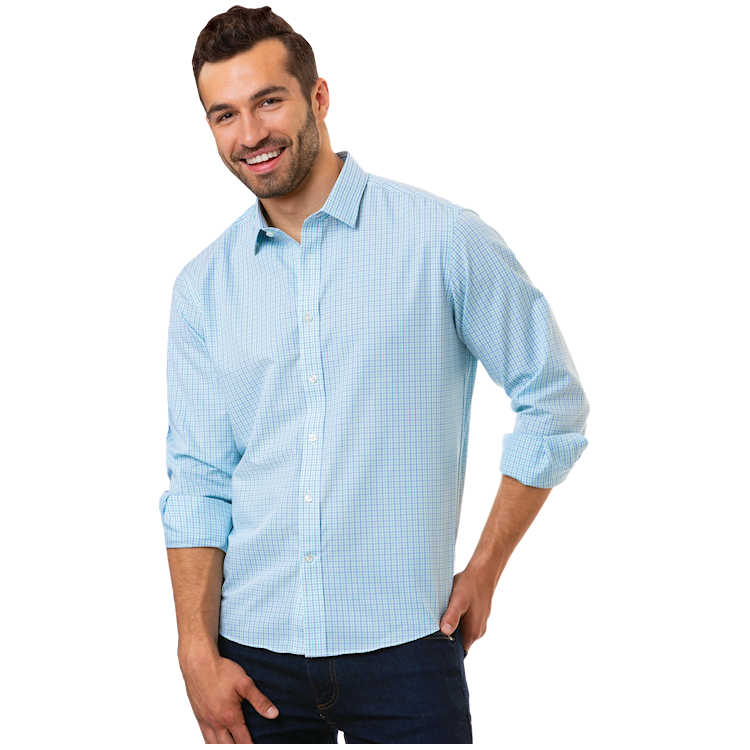 Blue Generation Men's Long Sleeve Tricolor Plaid Untucked Shirt