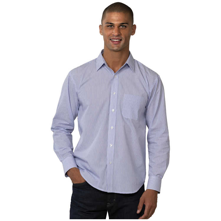 Blue Generation Men's Long Sleeve Stripe Untucked Shirt