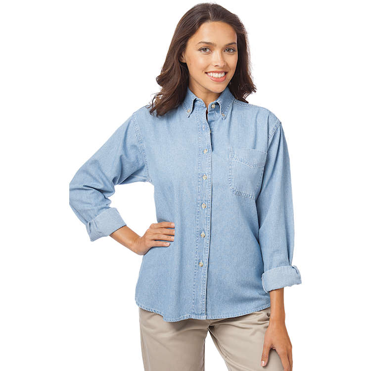 Dickies Women's Warming Temp-IQ Flex Denim Work Shirt, Medium Stonewash,  Large at Amazon Women's Clothing store