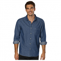 Blue Generation Men's 100% Cotton Untucked Denim Long Sleeve Shirt