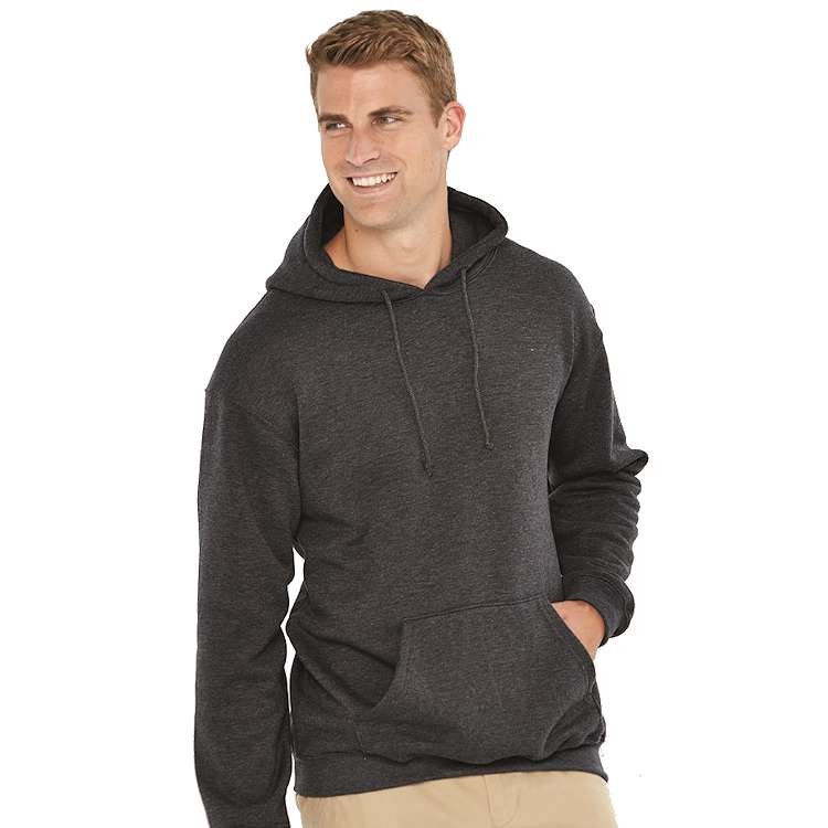 Bayside Apparel USA-Made Hooded Sweatshirt L/Charcoal Heather 