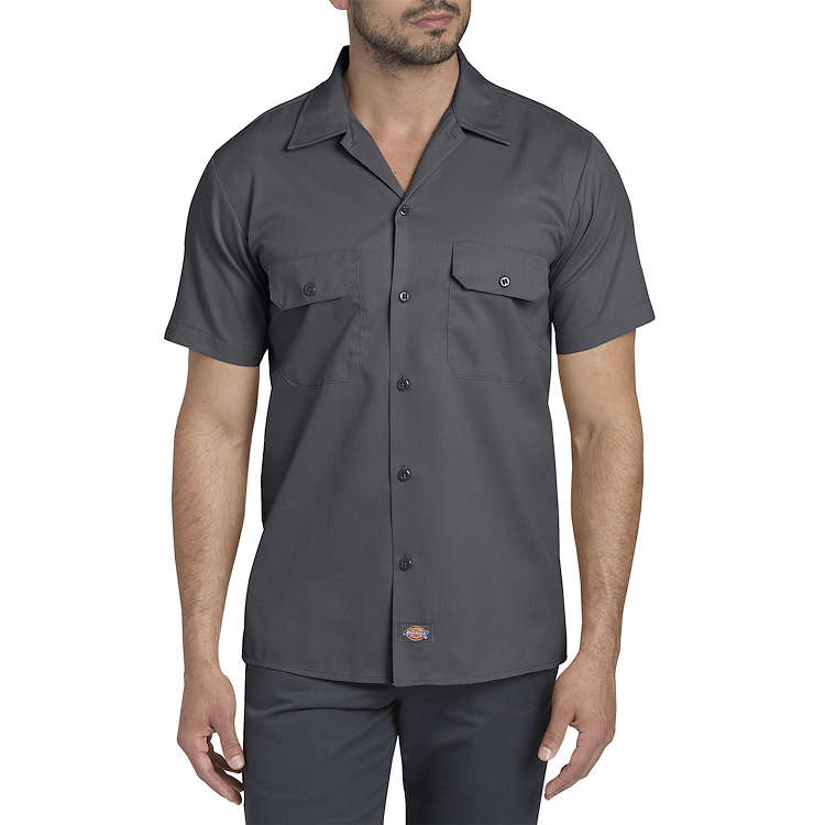 dickies slim fit short sleeve work shirt