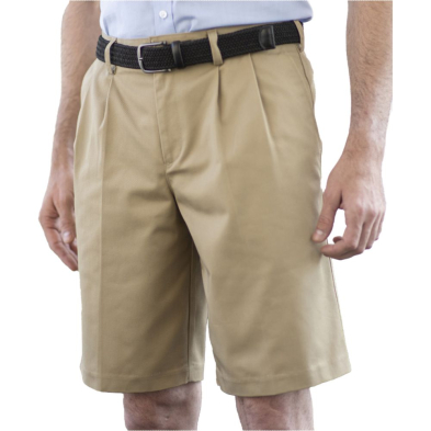 Men's Utility Chino Pleated Front Short - On Model - Tan - Front
