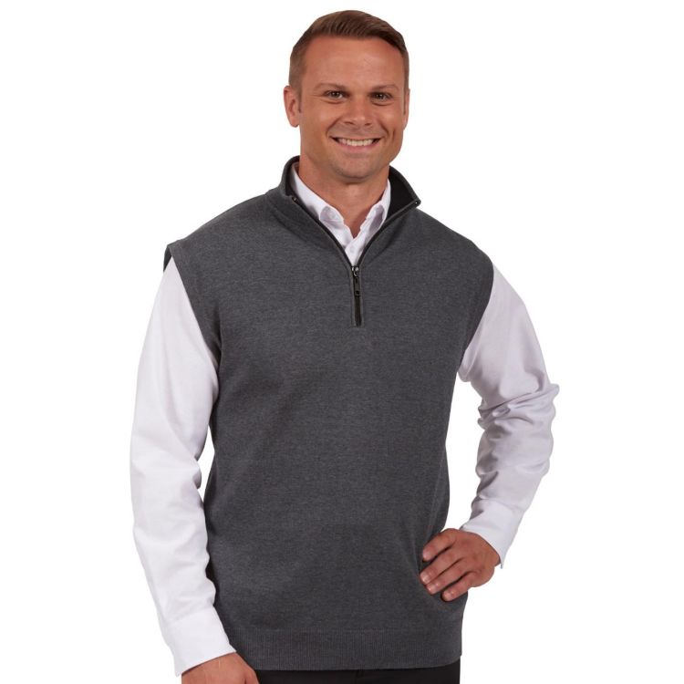 CLEARANCE Edwards Quarter-Zip Fine Gauge Vest with Contrasting Collar