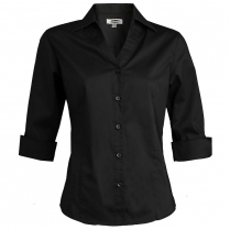 Edwards Women's V-Neck 3/4 Sleeve Tailored Stretch Broadcloth Blouse