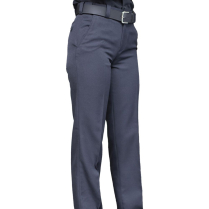 Ladies flat front poly cotton work pants in navy blue