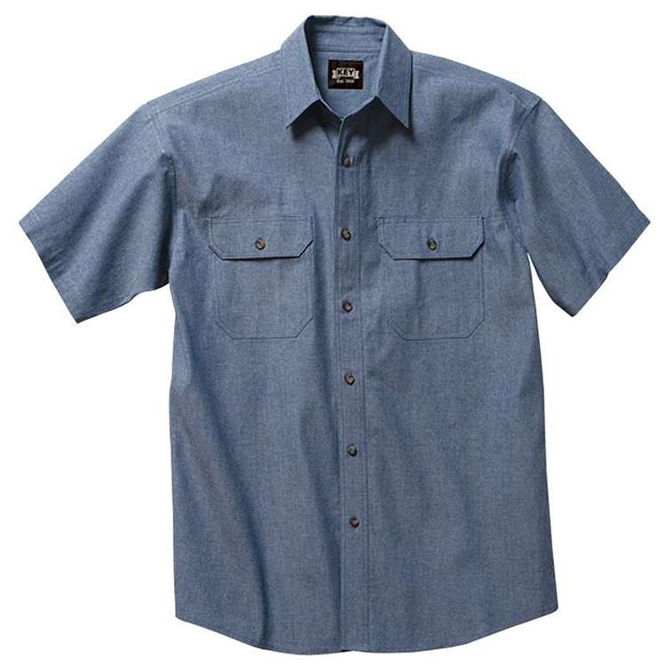 Key Pre-Washed Chambray Work Shirt, Short Sleeve