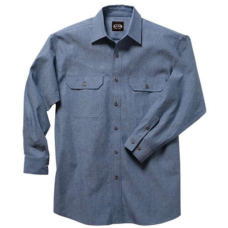 Key Industries Mens Long Sleeve Western snap pre-Washed Chambray Shirt Big/Tall
