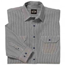Key Hickory Stripe Logger Shirt, Button Front, Long Sleeve