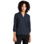 Mercer+Mettle Women's Stretch Crepe 3/4-Sleeve Blouse - On Model - Night Navy - Front