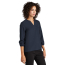 Mercer+Mettle Women's Stretch Crepe 3/4-Sleeve Blouse - On Model - Night Navy - Three Quarter