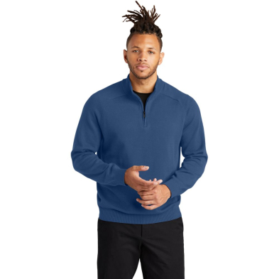 Men's 1/4 Zip Sweater - On Model - Insignia Blue - Front