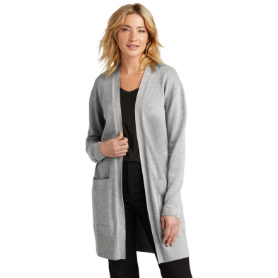 Mercer+Mettle Women's Open-Front Cardigan Sweater - On Model - Gusty Grey Heather - Front