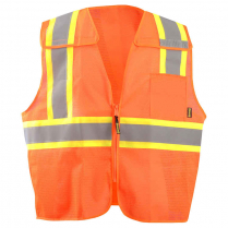 OccuNomix Mesh Two-Tone 5 Point Breakaway Safety Vest with Quick Release Zipper - Class 2