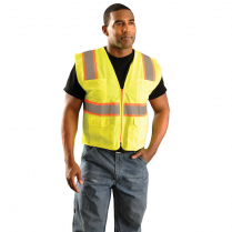 OccuNomix Solid/Mesh Two-Tone Classic Surveyor Vest with Zipper - Class 2