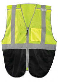 OccuNomix Mesh/Solid Black Bottom 5 Point Break-Away Vest with Quick Release Zipper - Class 2