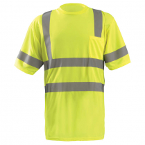 OccuNomix 3.8 oz. Short Sleeve Dual Stripe Wicking Birdseye T-Shirt with Pocket - Class 3