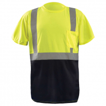 OccuNomix 3.8 oz. Short Sleeve Black Bottom Wicking Birdseye T-Shirt with Pocket - Class 2