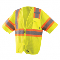 OccuNomix Self Extinguishing Two-Tone Mesh Safety Vest with Quick Release Zipper  - Class 3