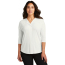 Ladies' Concept 3/4 Sleeve Soft Split Neck Top - On Model - Ivory Chiffon - Front