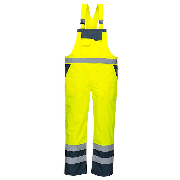 Portwest-Hi-Vis Contraste Safety Workwear Bib & Brace Dungarees-non doublée