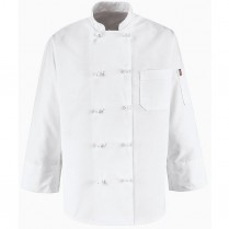 Chef Designs Ten Knot Button Spun Poly Chef Coat w/Thermometer Pocket