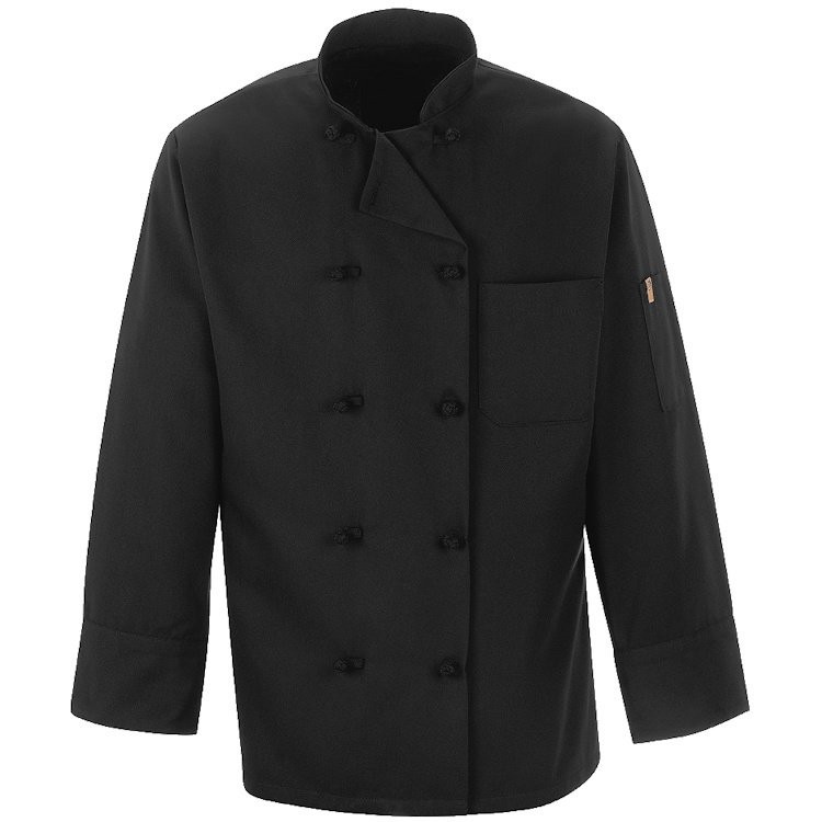 Chef Designs Ten Knot Button Black Chef Coat