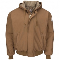Bulwark FR Brown Duck Hooded Jacket with Knit Trim HRC4