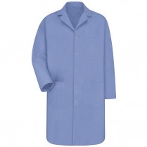 Navy Blue Worklon 431L Polyester/Cotton Unisex Lab Coat with Button Front Closure Large 